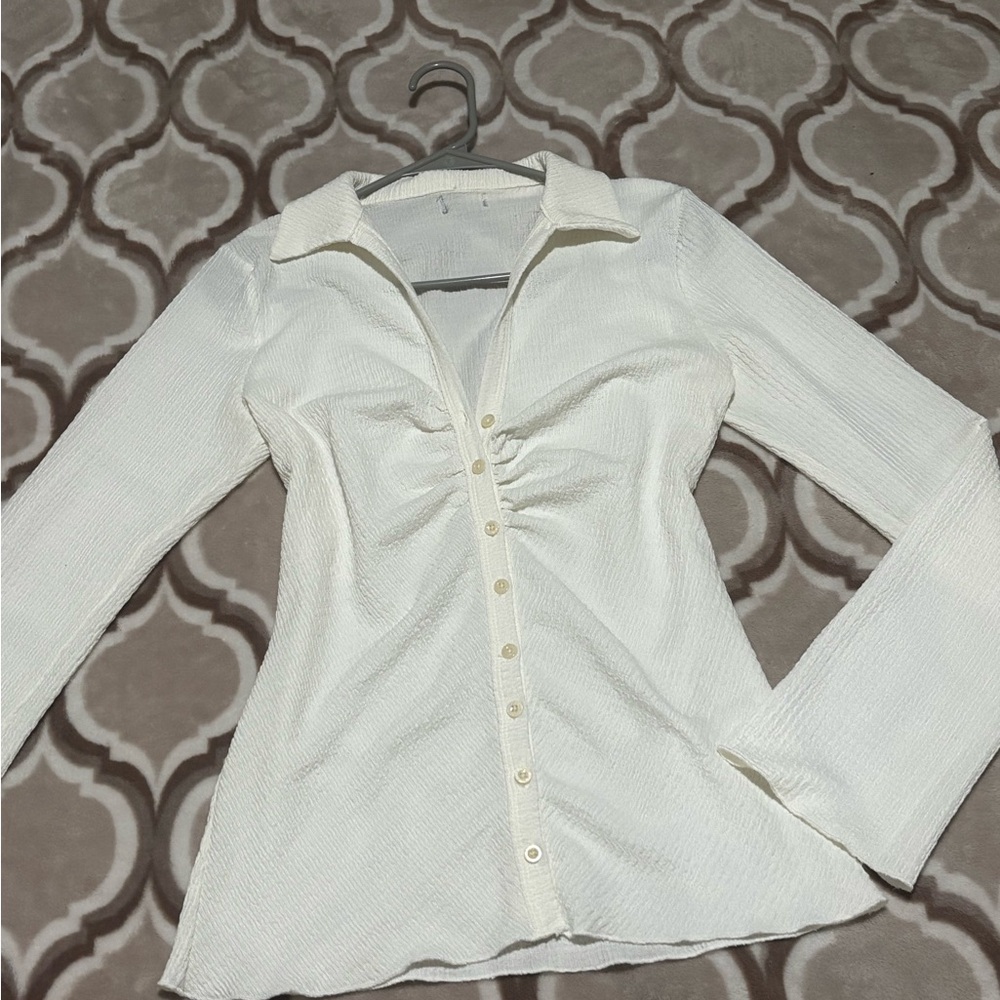 Elegant White Button-Up Women's Top